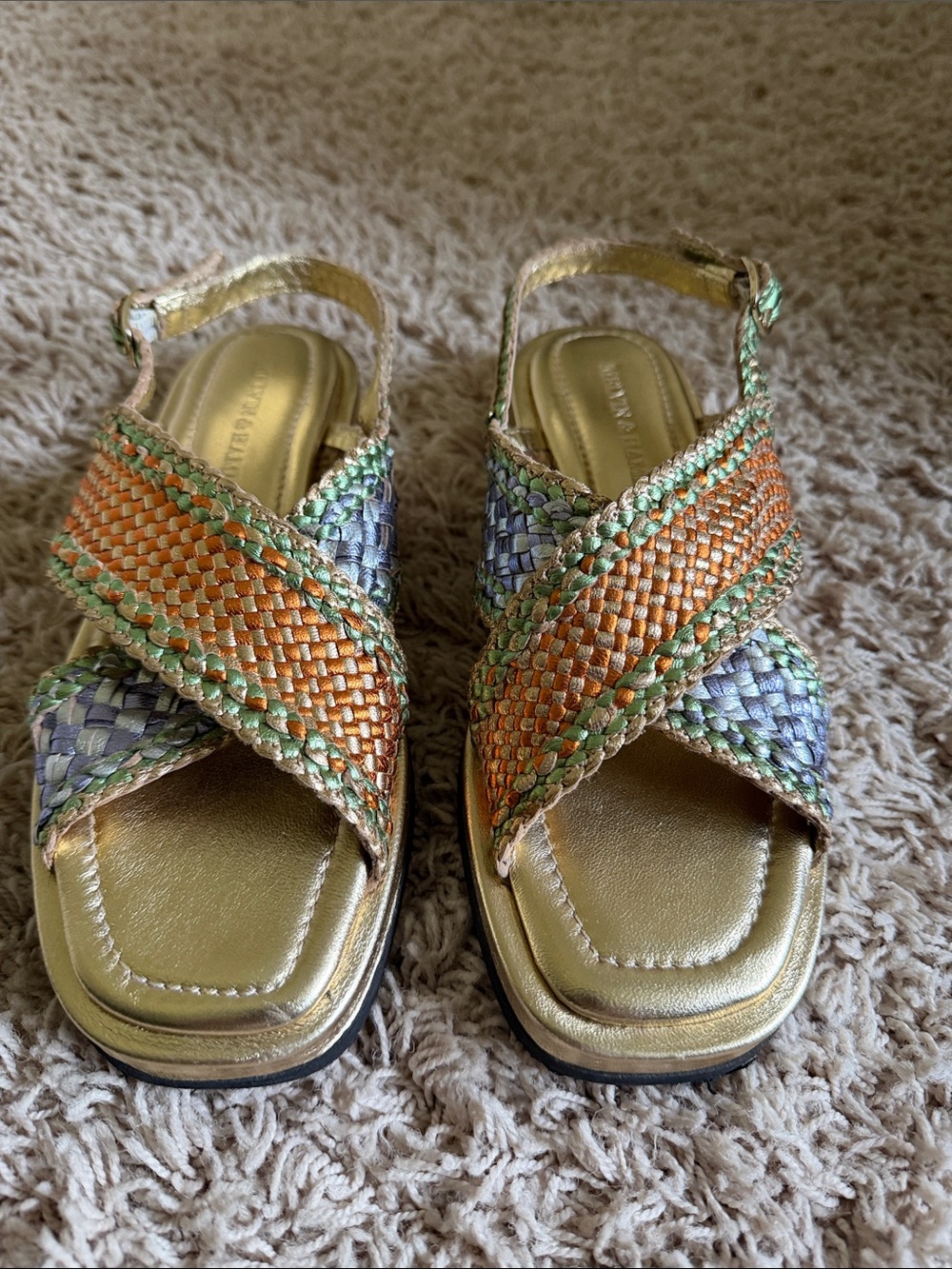 Multicolor Woven Slingback Sandals - Women's